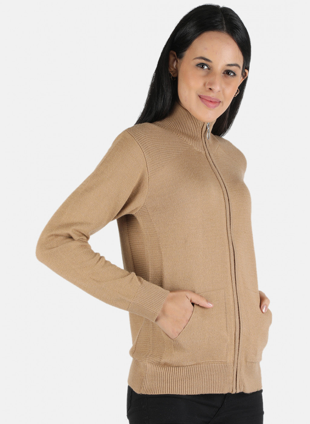 Women Brown Solid Cardigan