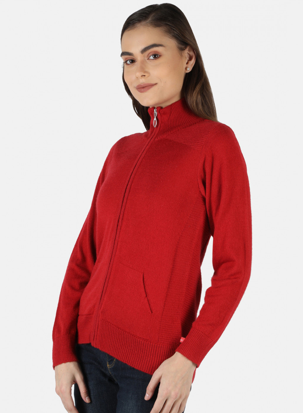 Women Red Solid Cardigan