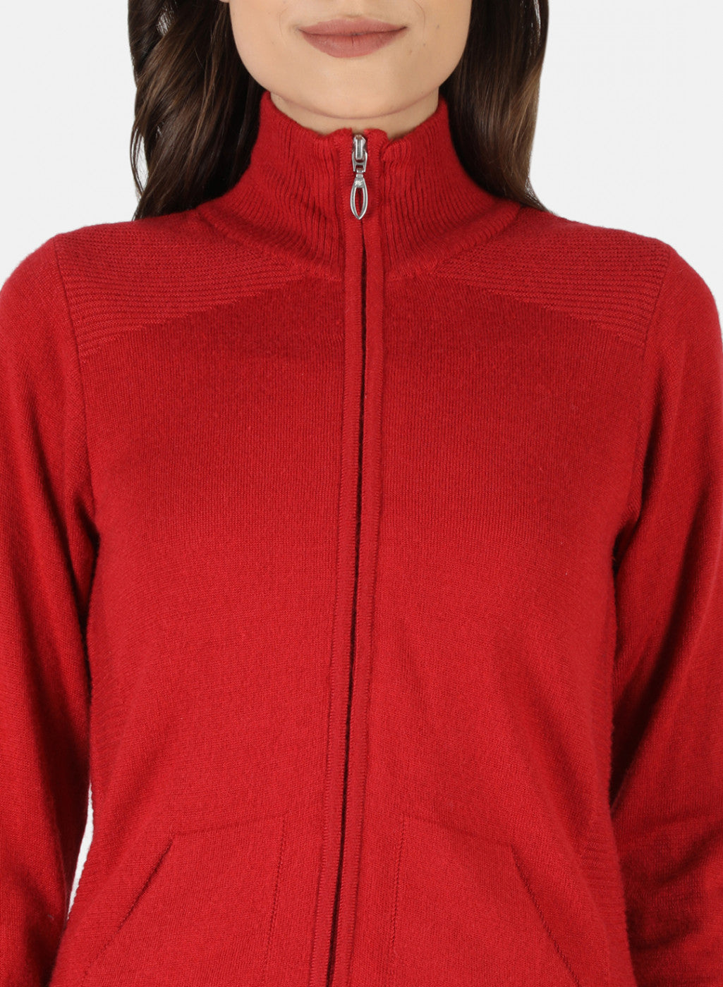 Women Red Solid Cardigan