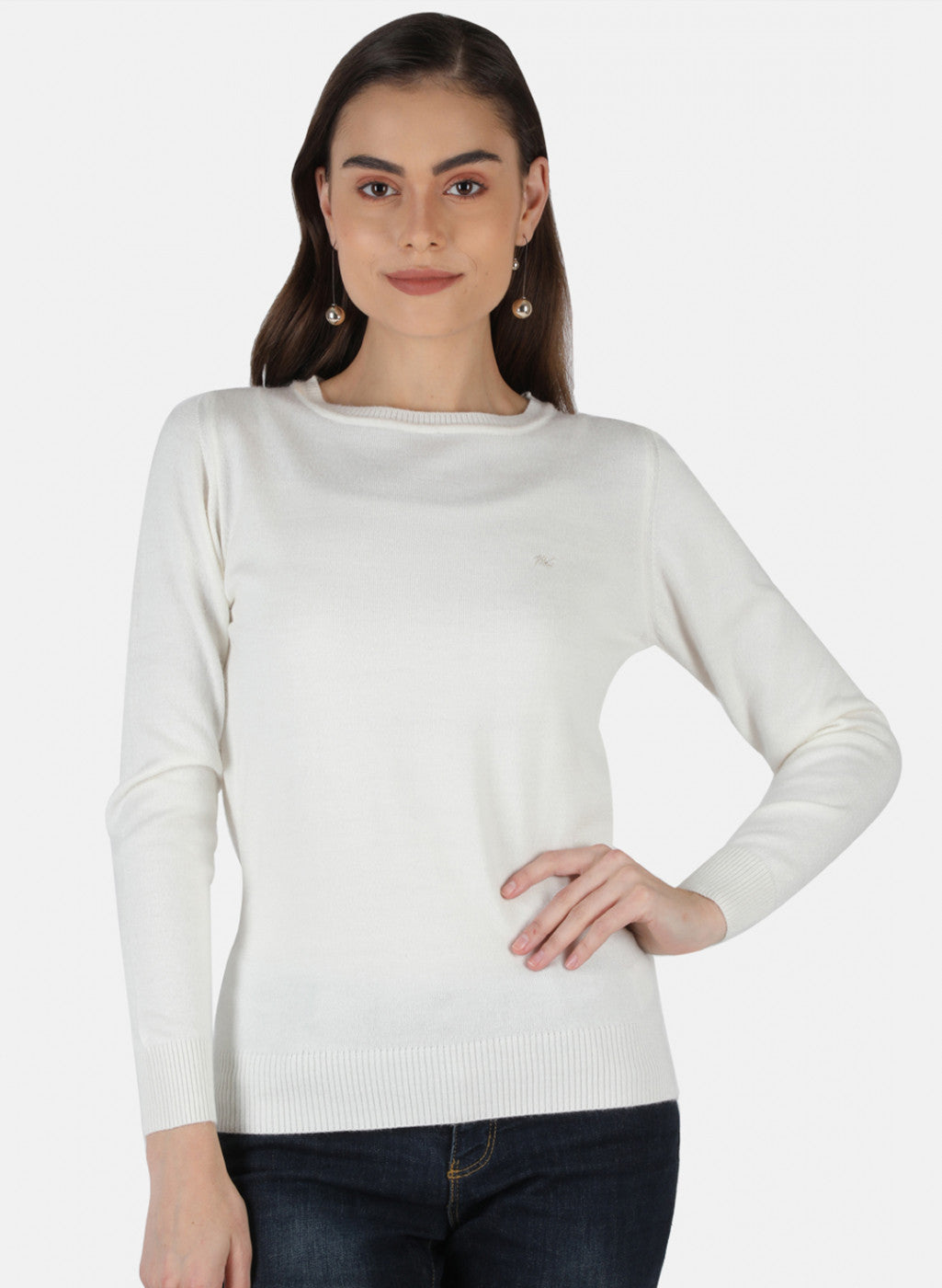 Women White Solid Top
