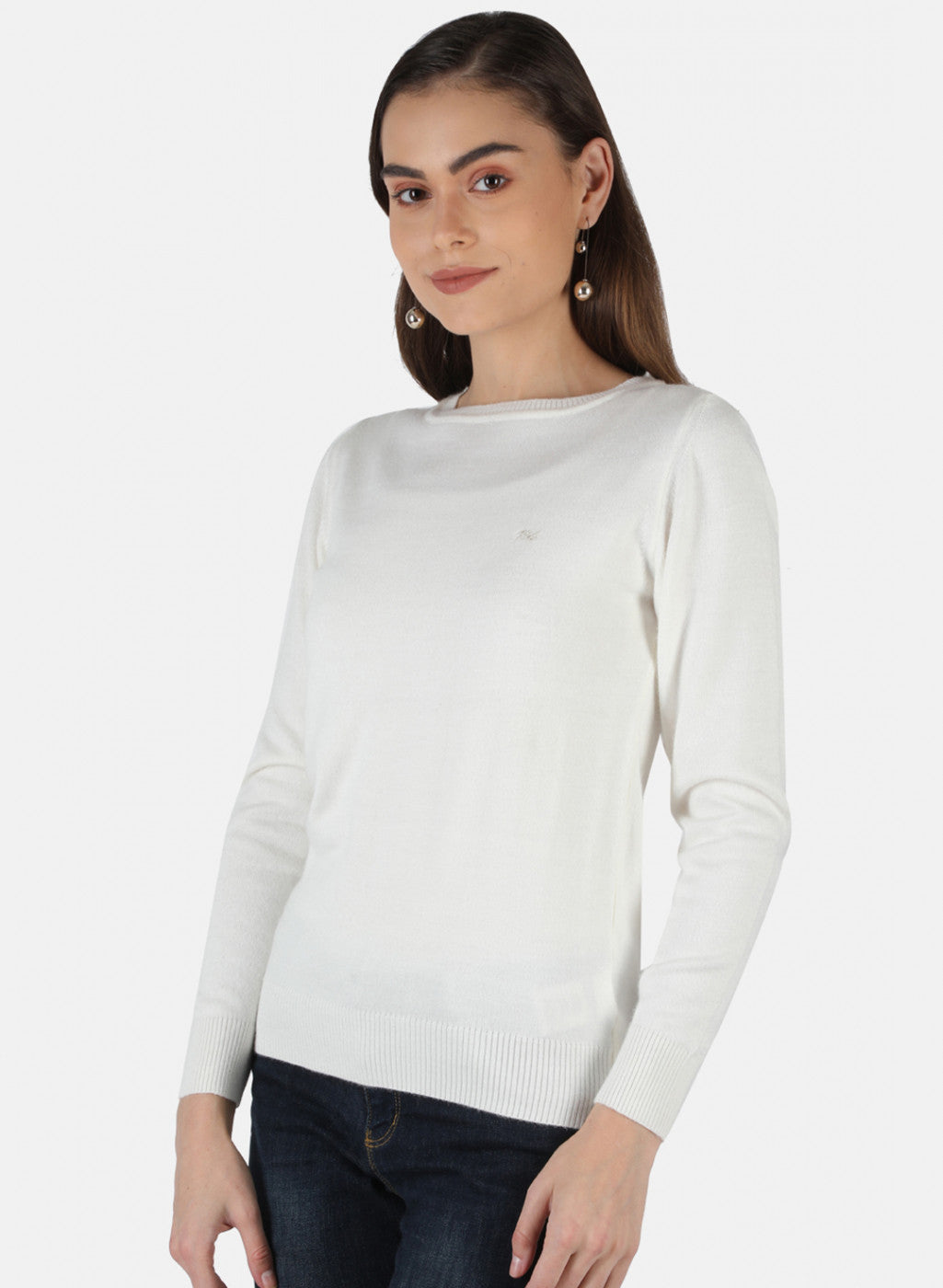 Women White Solid Top