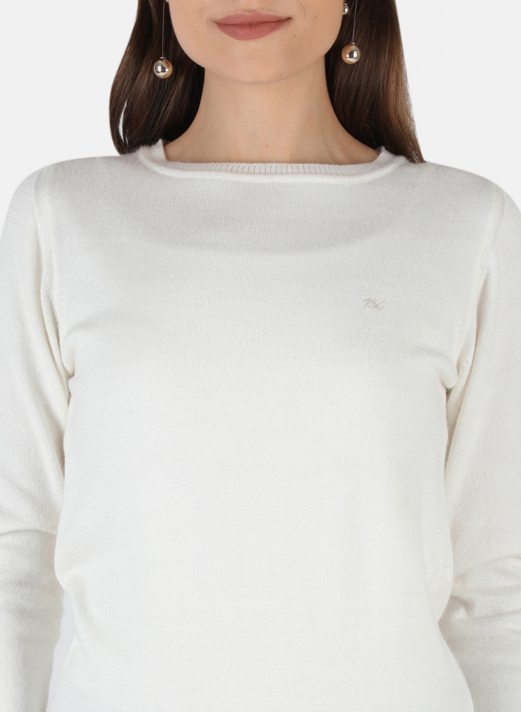Women White Solid Top
