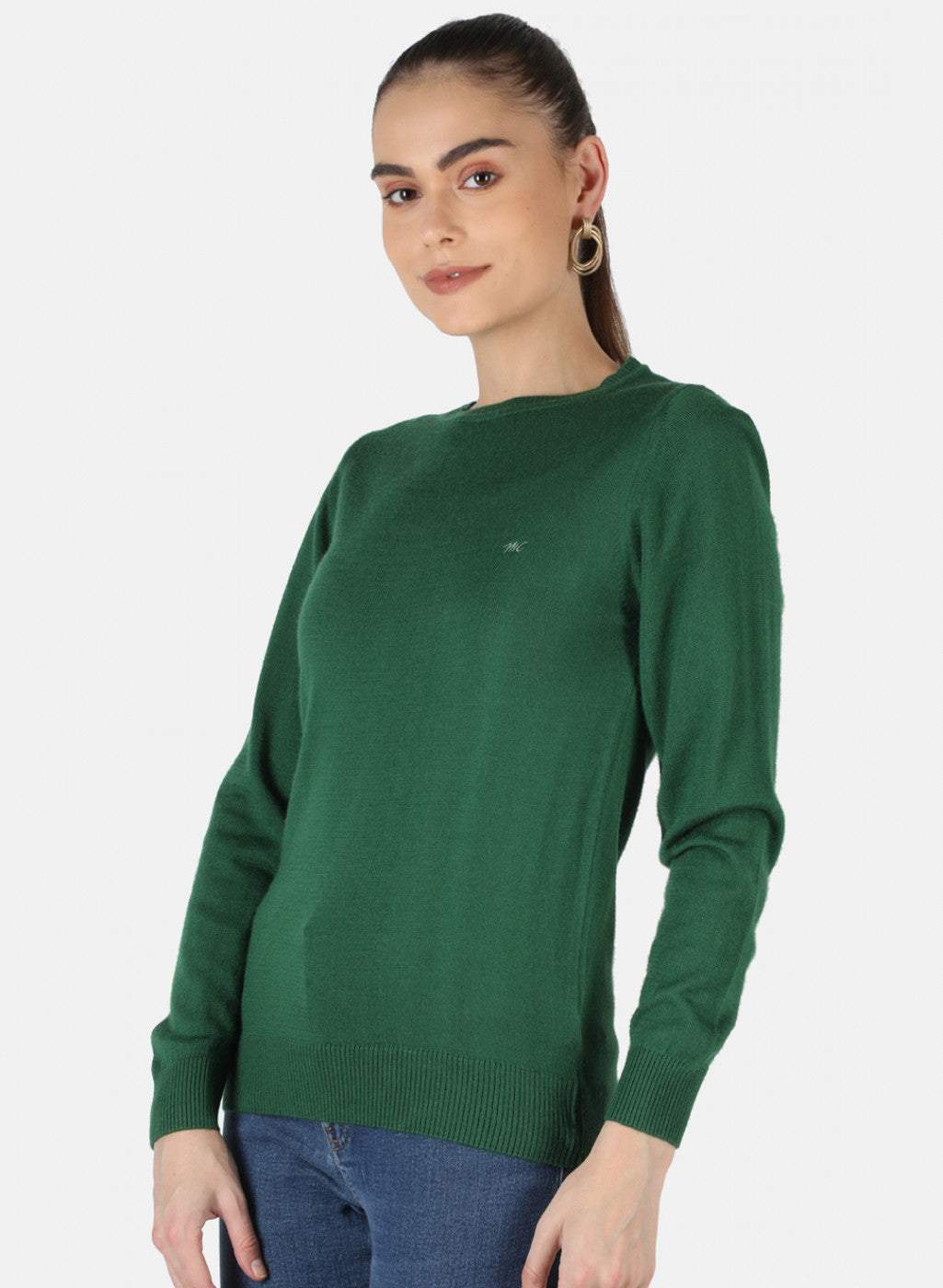 Women Green Solid Top