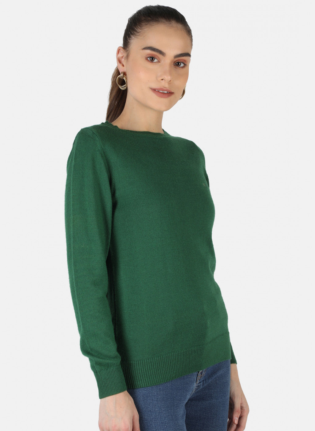 Women Green Solid Top
