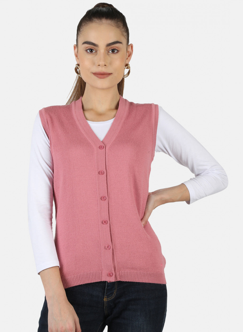 Women Pink Solid Cardigan