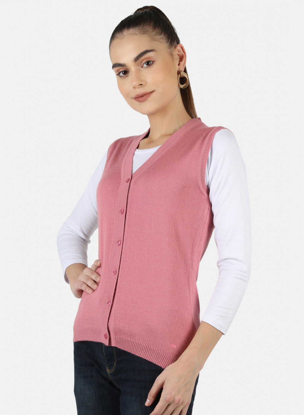 Women Pink Solid Cardigan