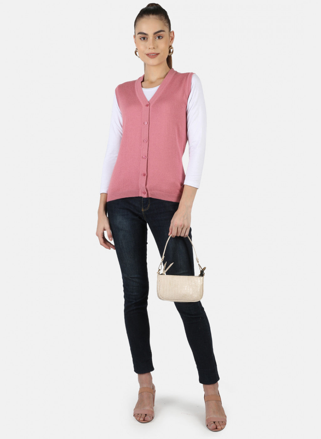 Women Pink Solid Cardigan