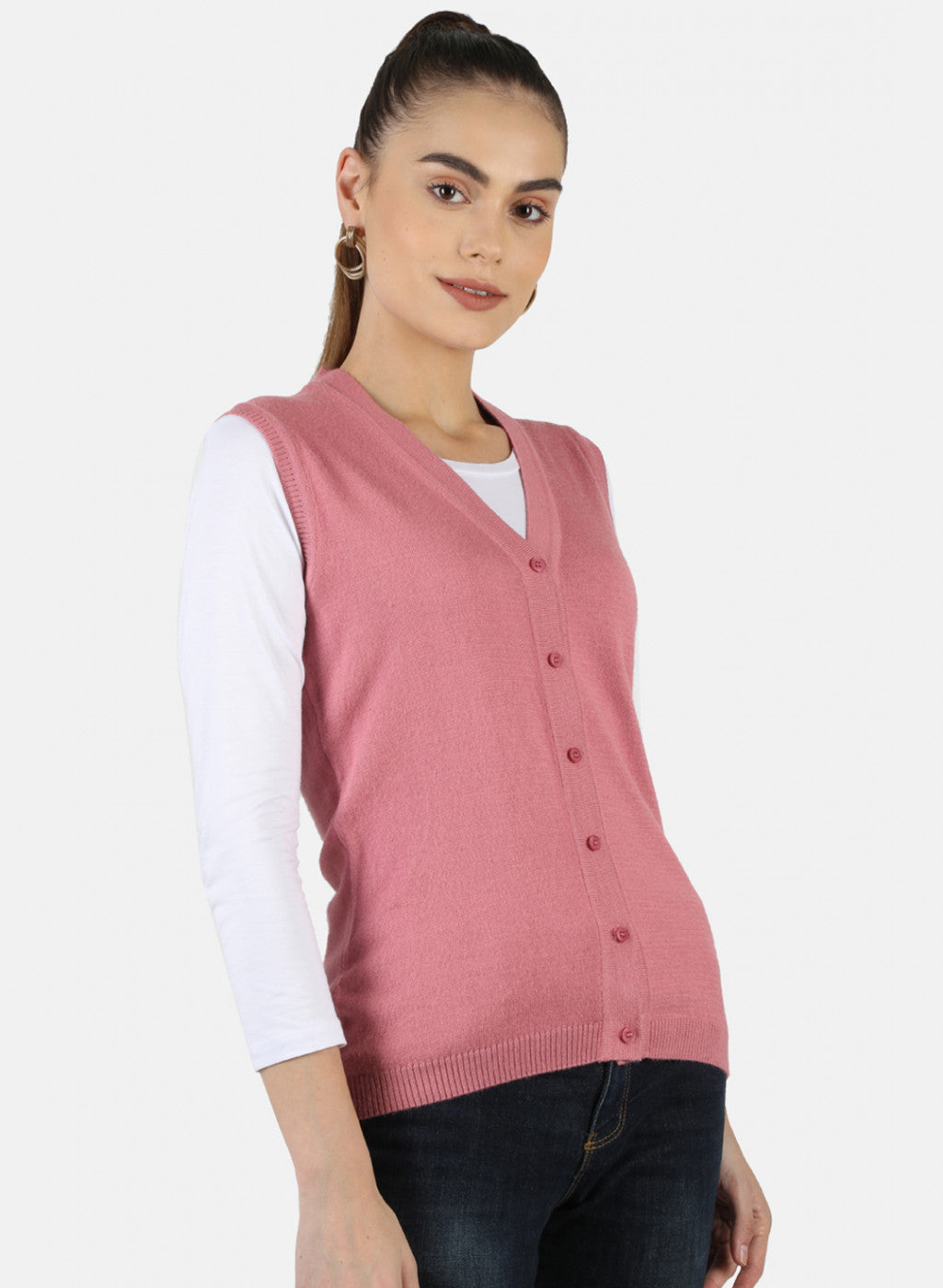 Women Pink Solid Cardigan
