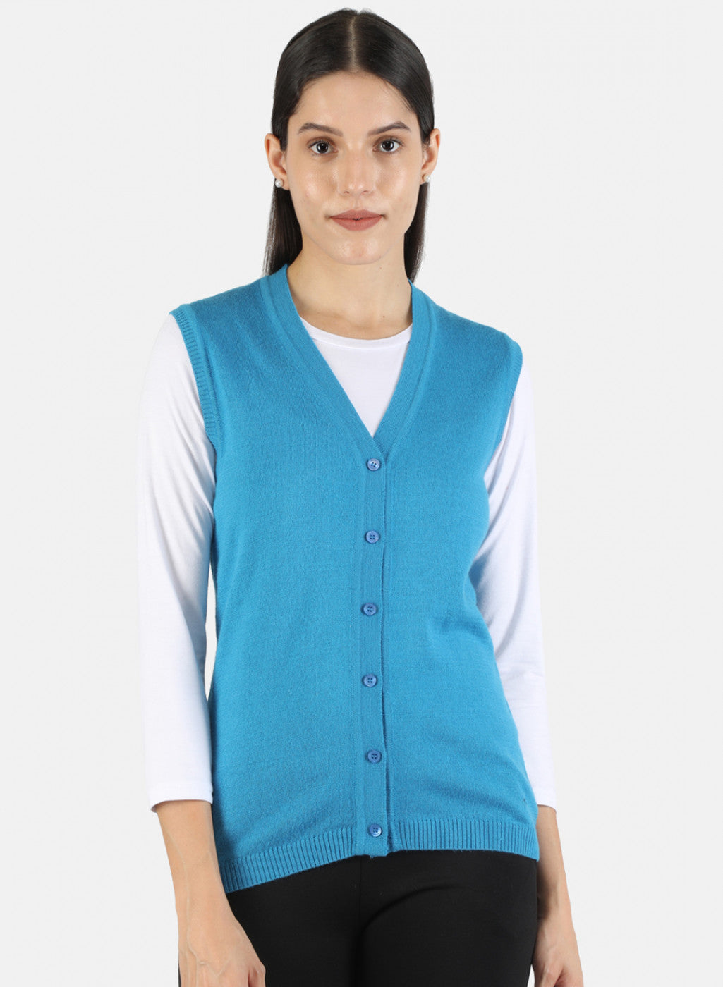 Women Blue Solid Cardigan