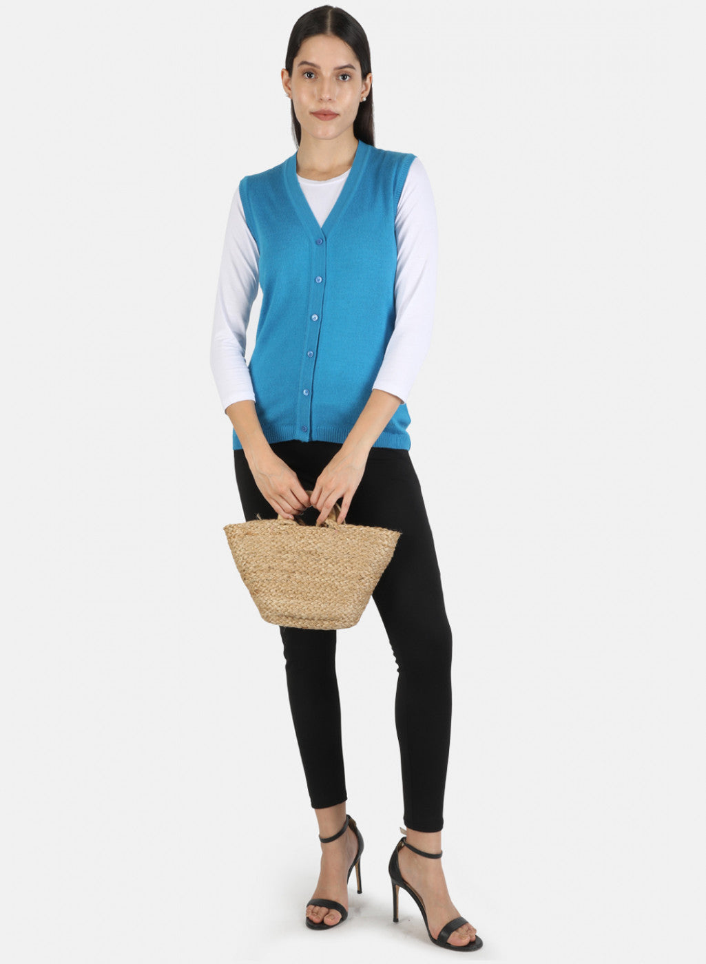 Women Blue Solid Cardigan