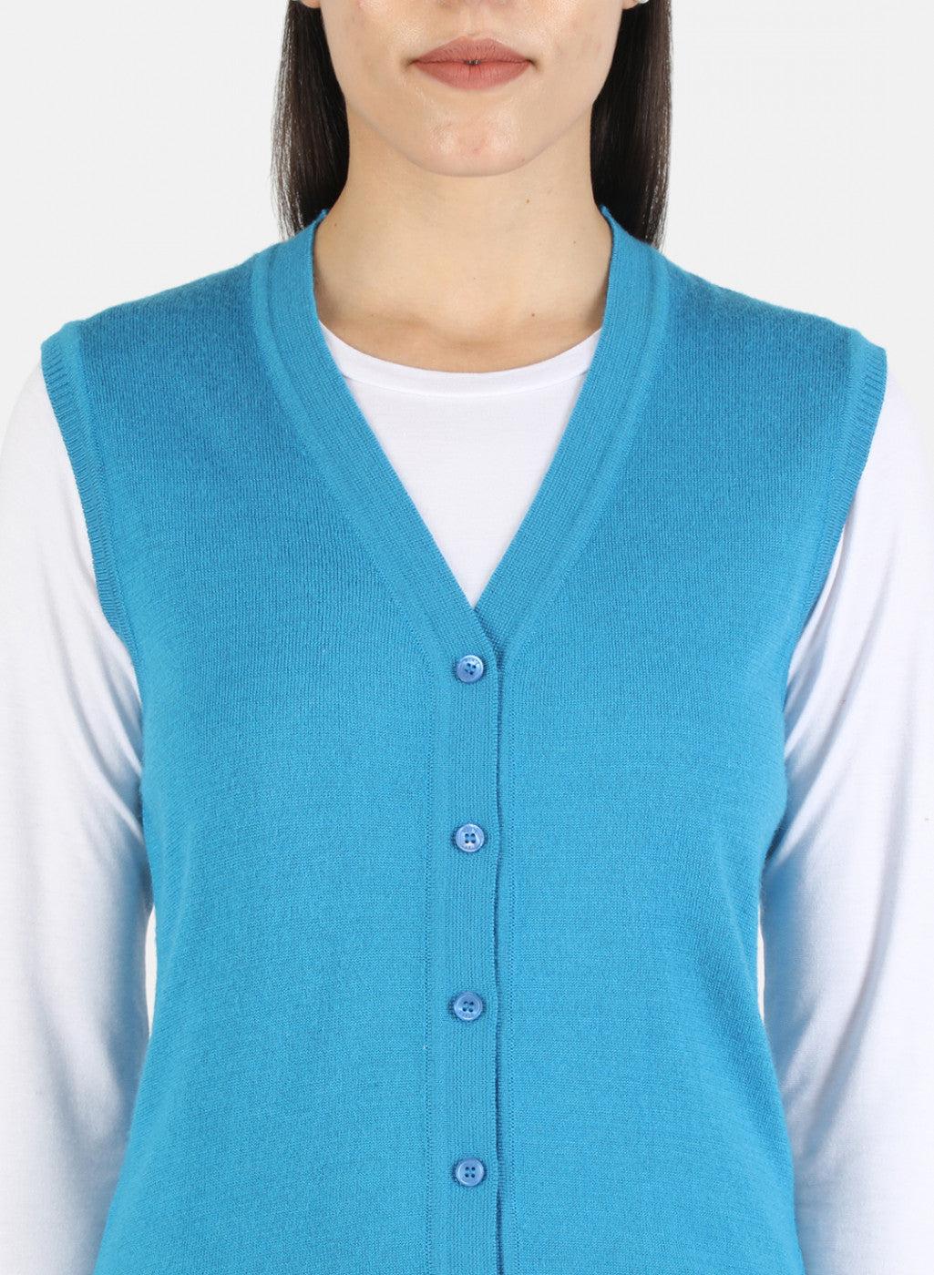 Women Blue Solid Cardigan