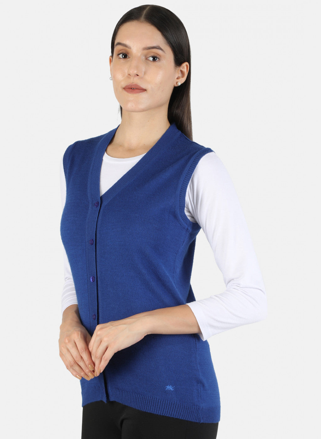 Women Blue Solid Cardigan