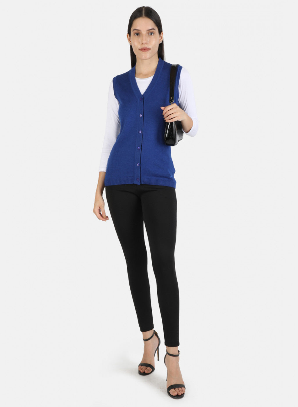 Women Blue Solid Cardigan