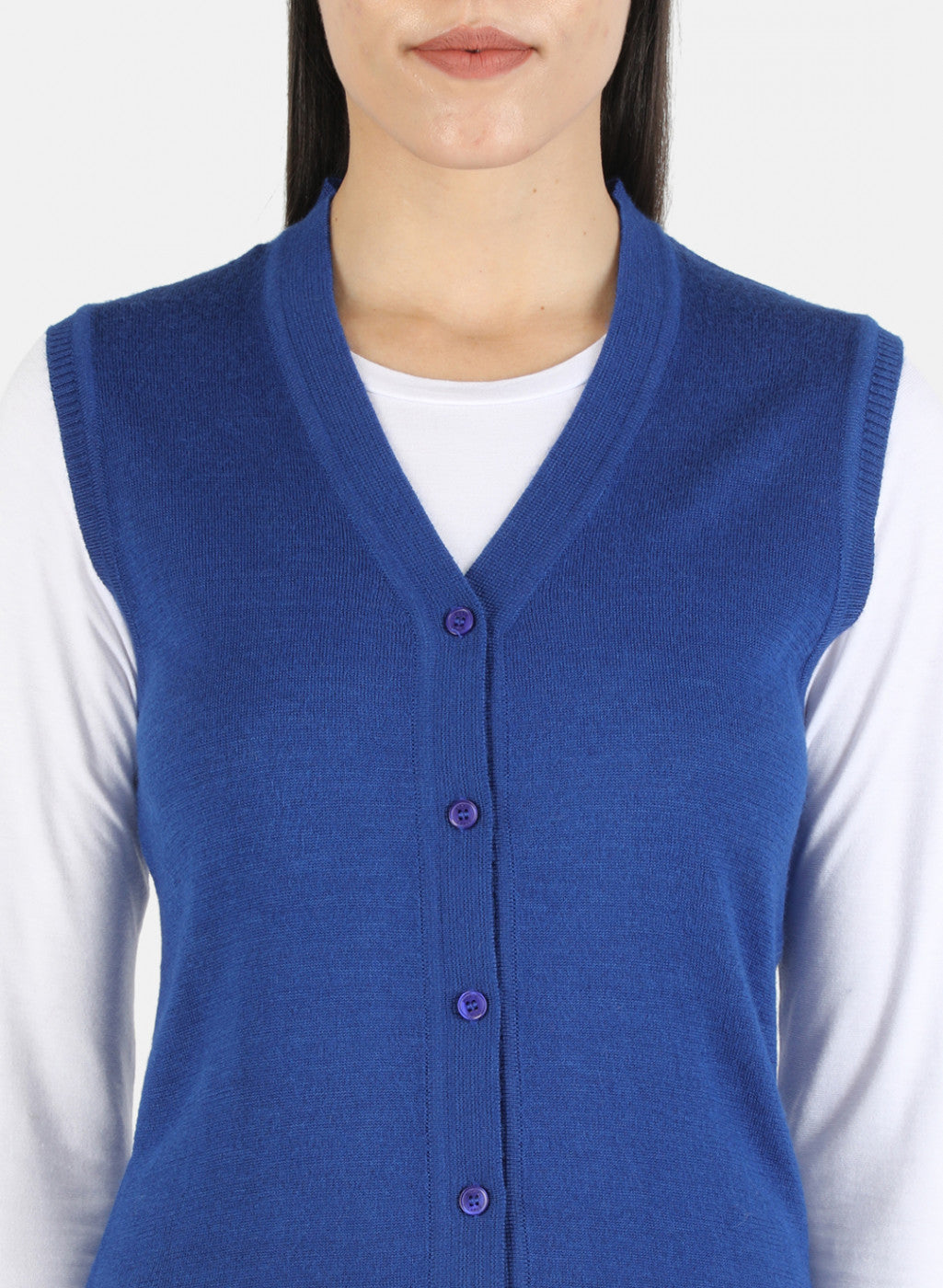 Women Blue Solid Cardigan