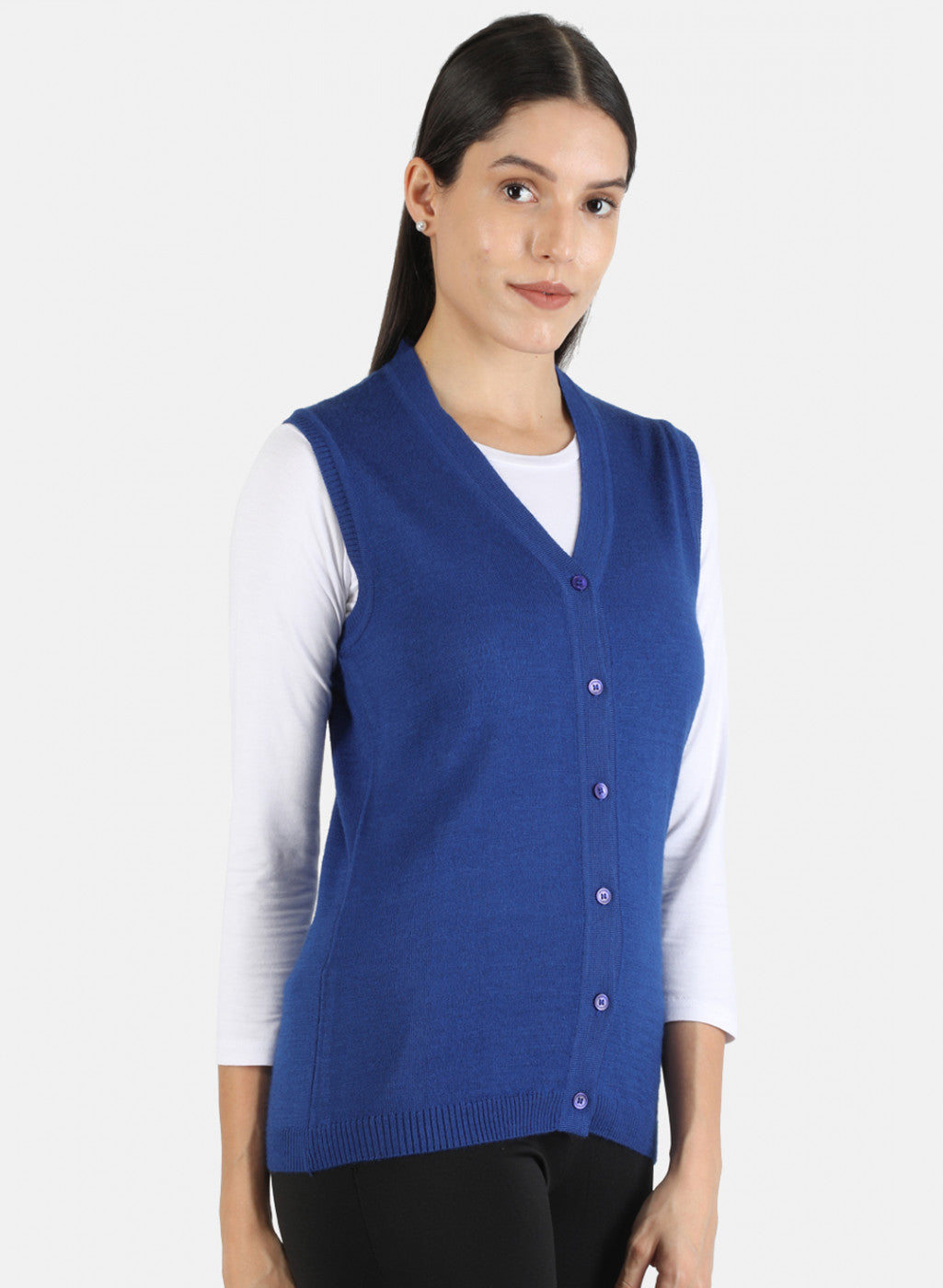 Women Blue Solid Cardigan