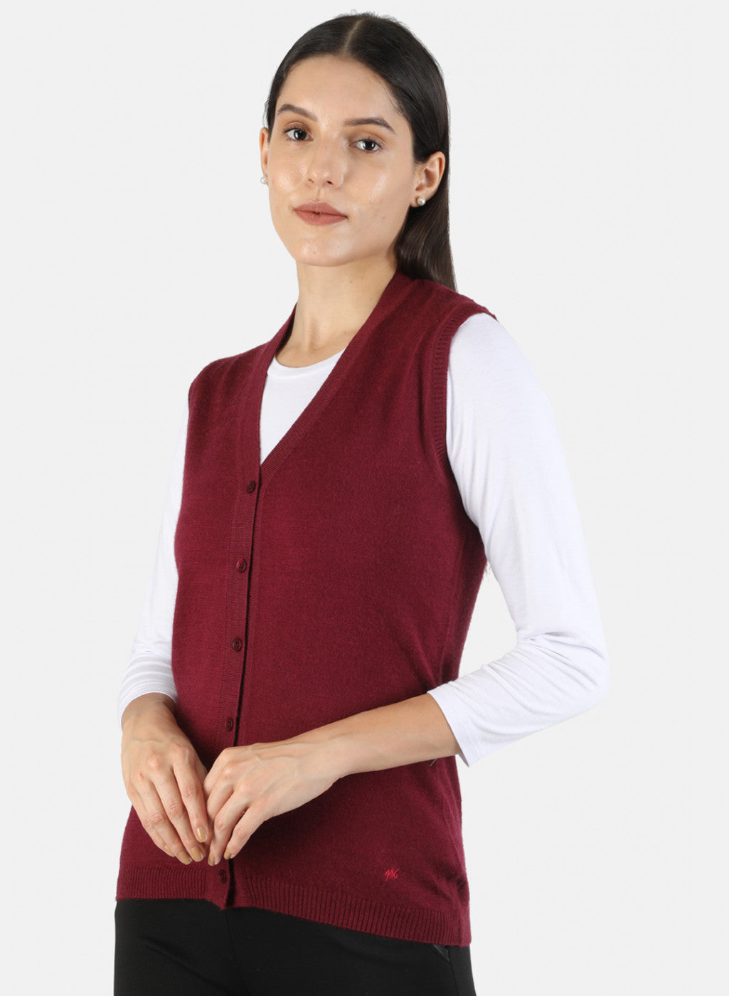 Women Maroon Solid Cardigan