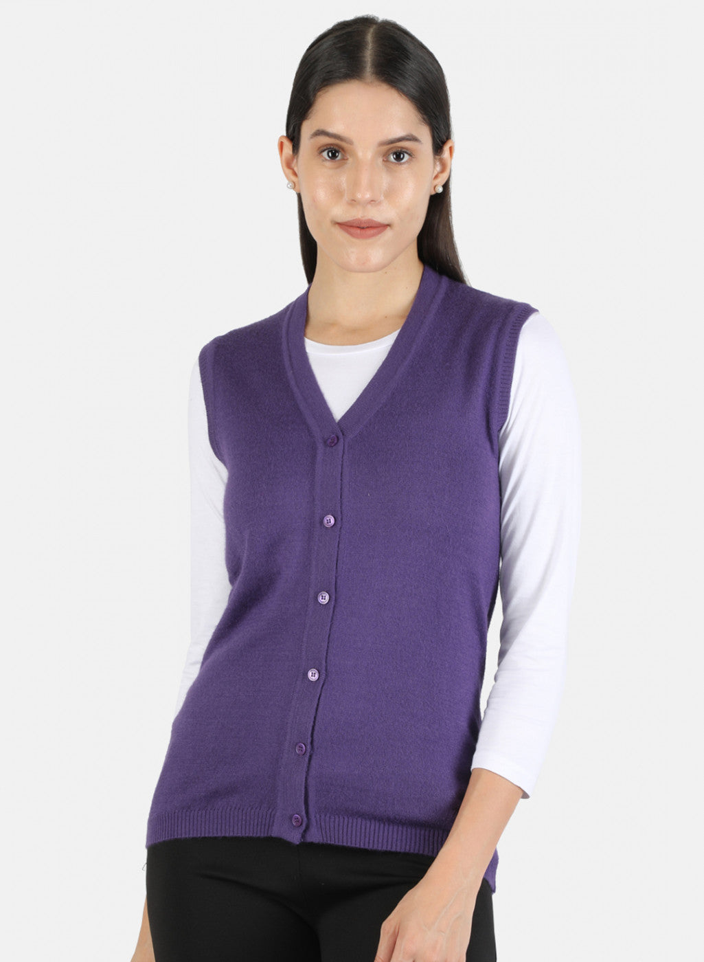 Women Purple Solid Cardigan