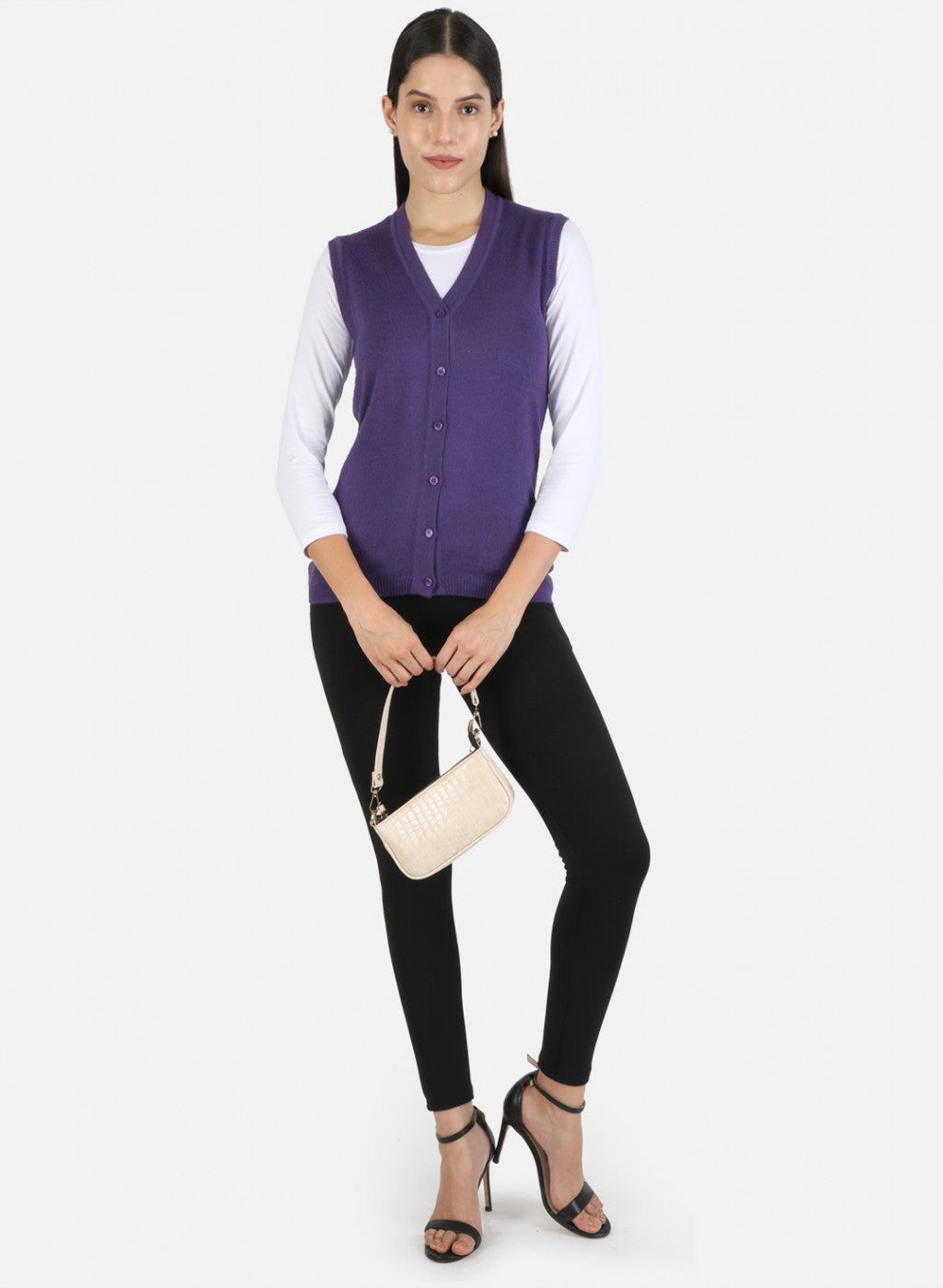 Women Purple Solid Cardigan
