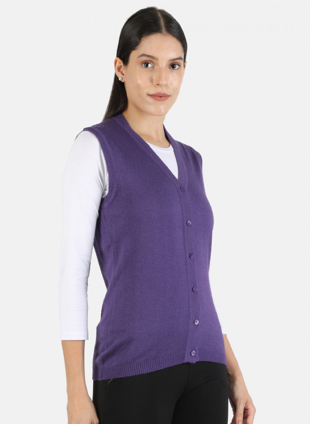 Women Purple Solid Cardigan