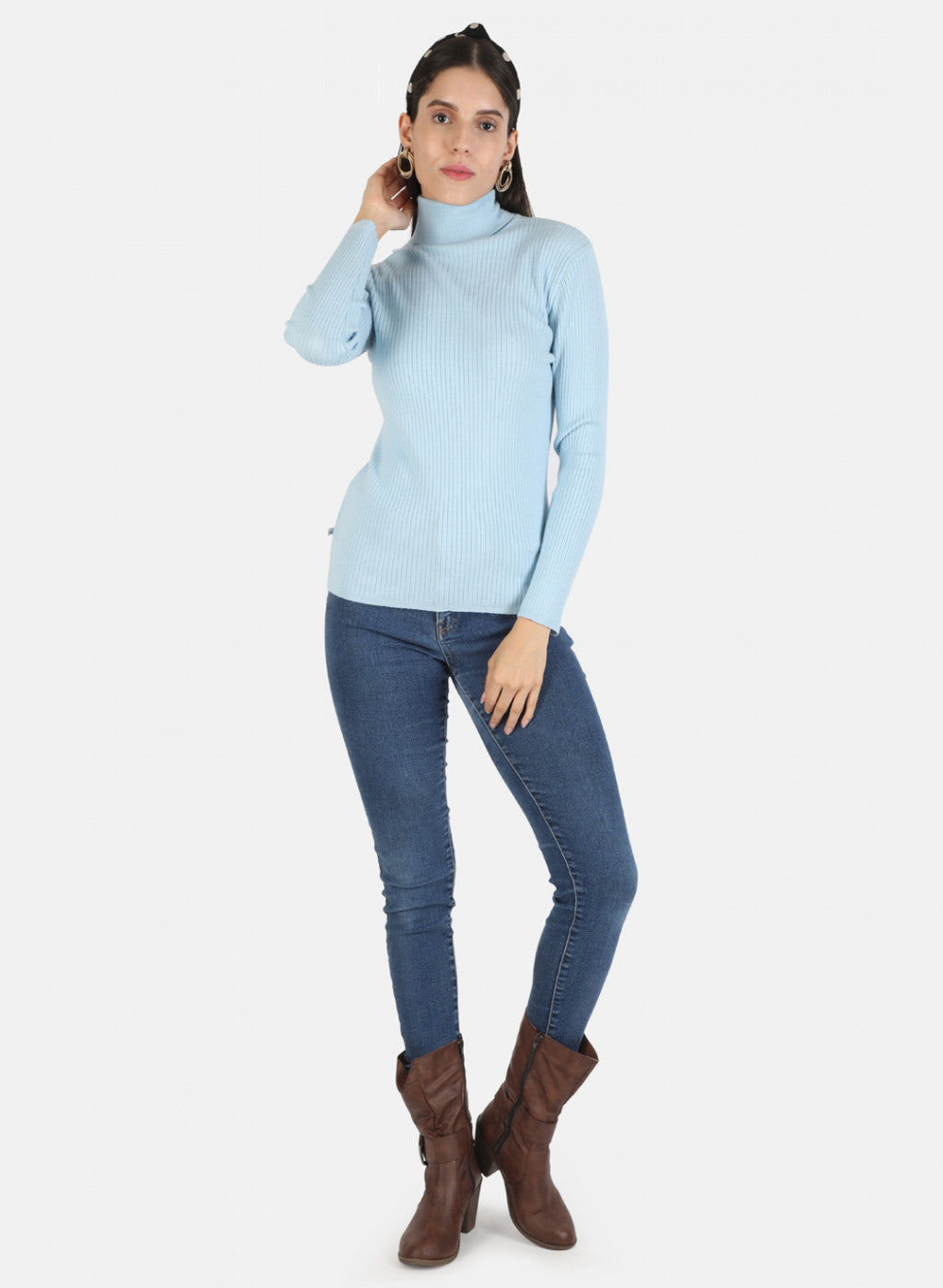 Women Blue Solid Sceavy