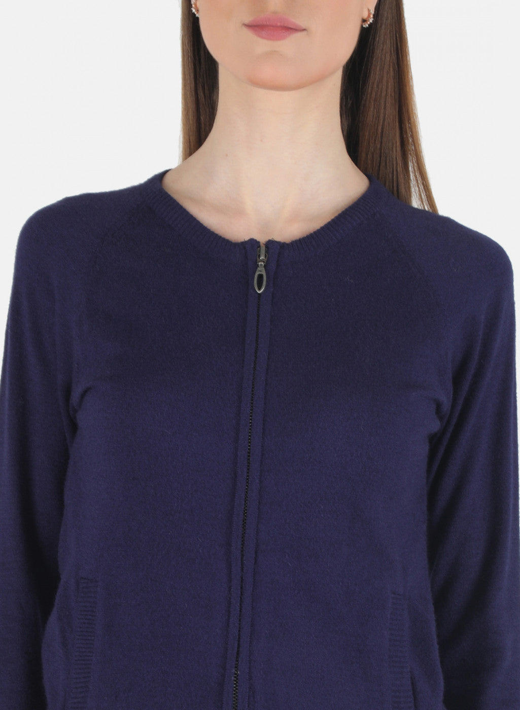 Women Blue Self Design Pullover