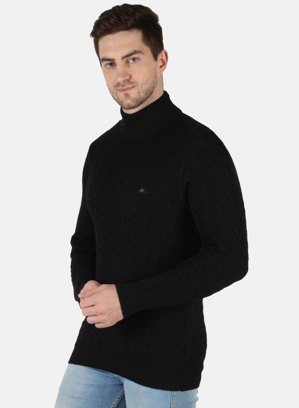 Men Black Self Design Pullover