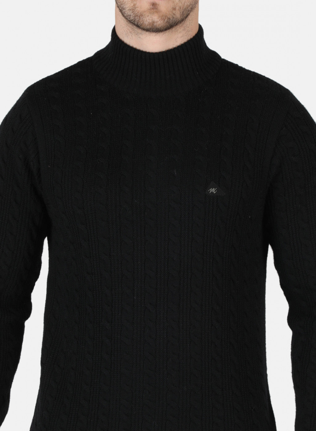 Men Black Self Design Pullover