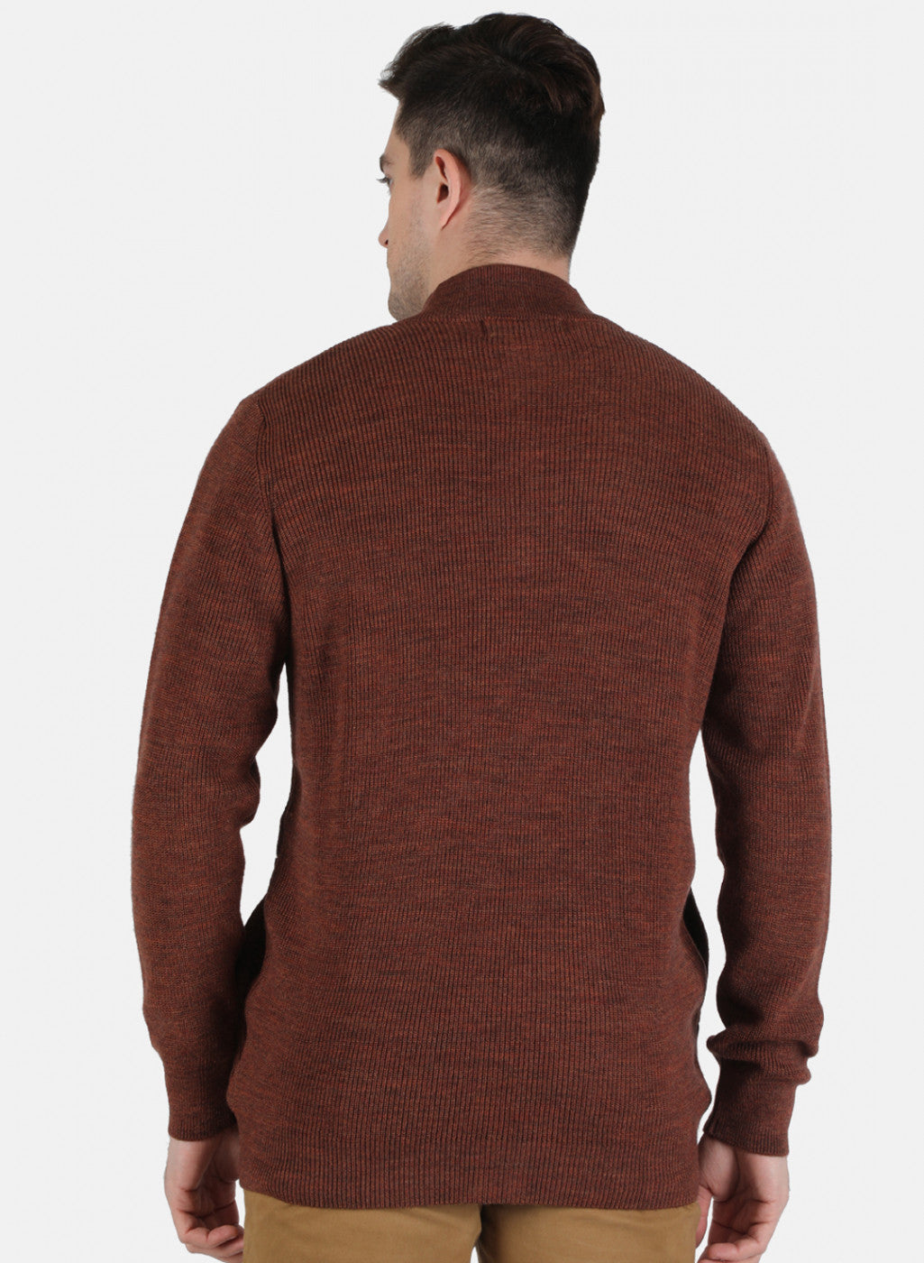 Men Brown Self Design Pullover