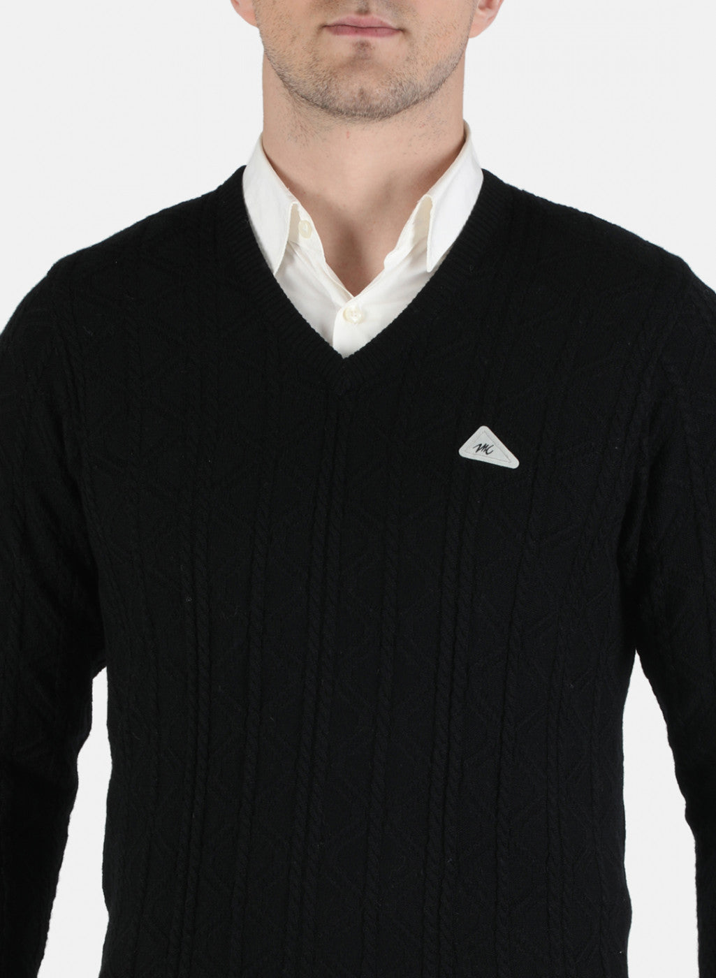 Men Black Self Design Pullover