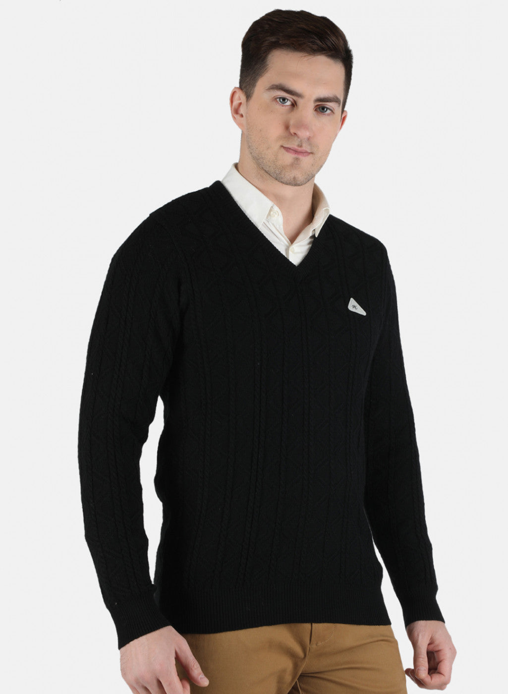 Men Black Self Design Pullover