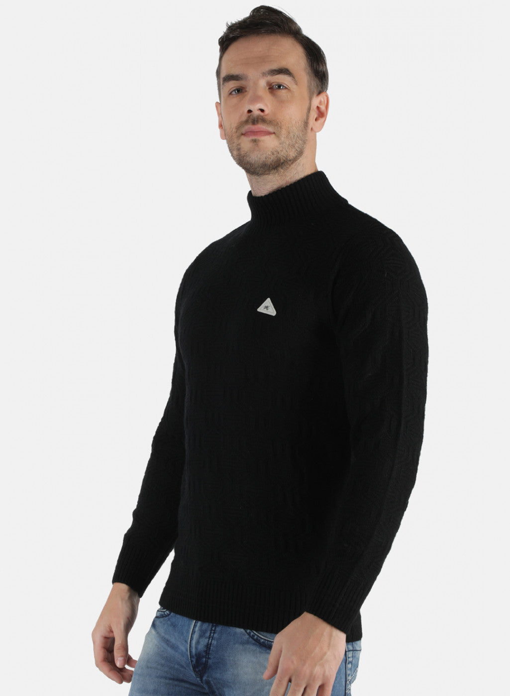 Men Black Self Design Pullover