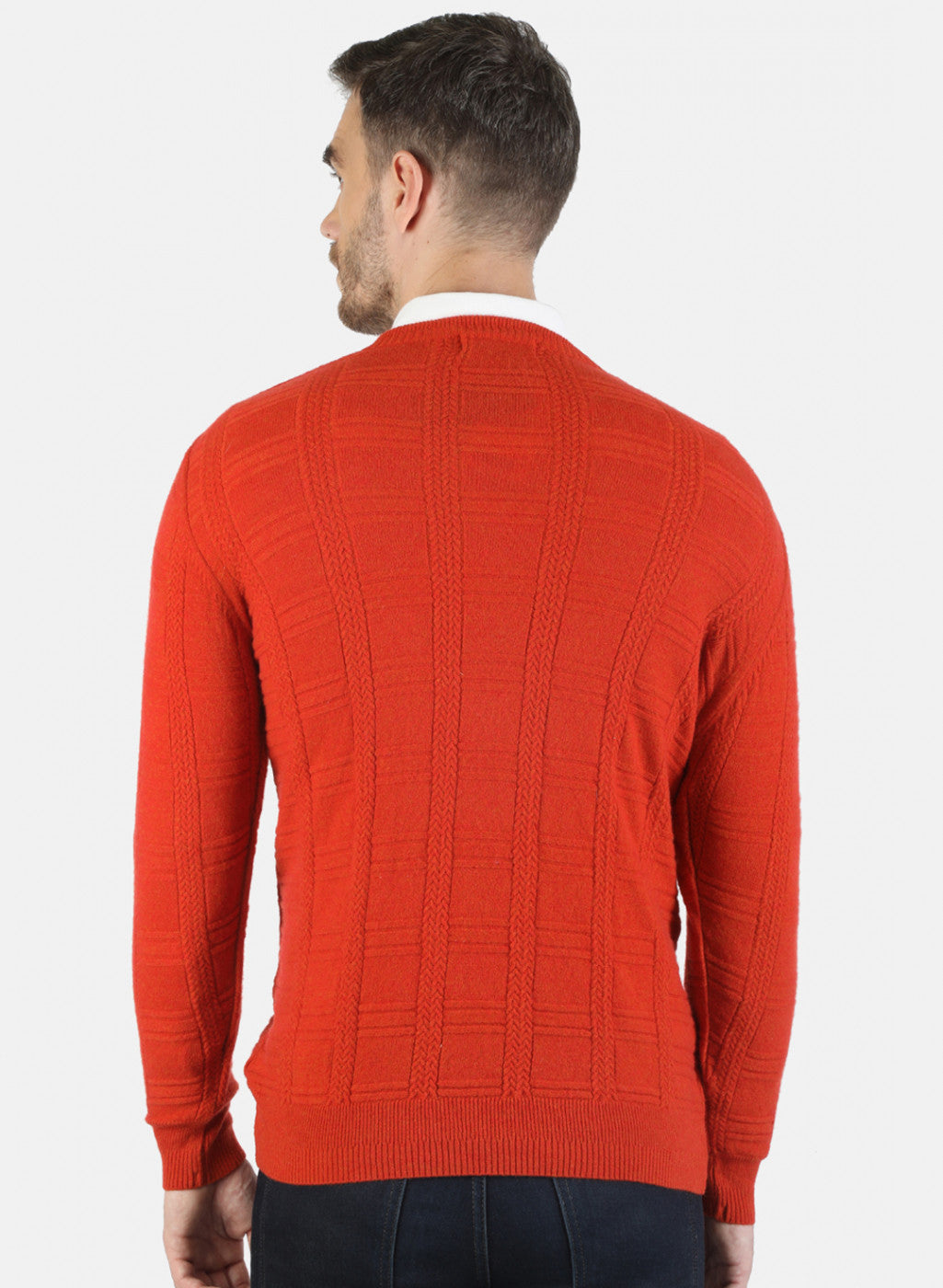 Men Orange Solid Pullover