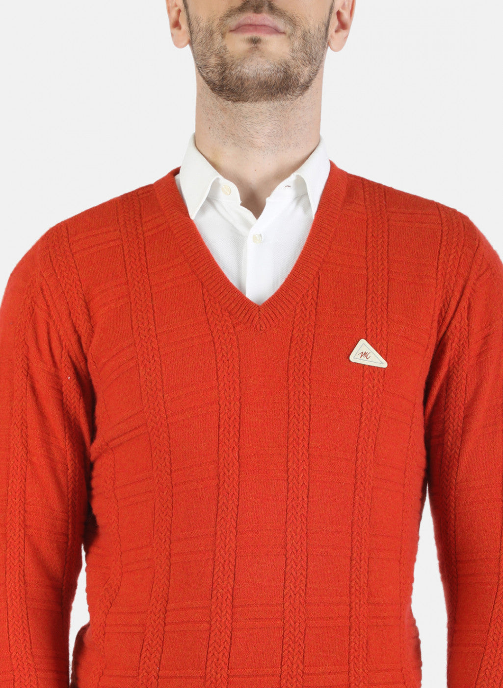 Men Orange Solid Pullover