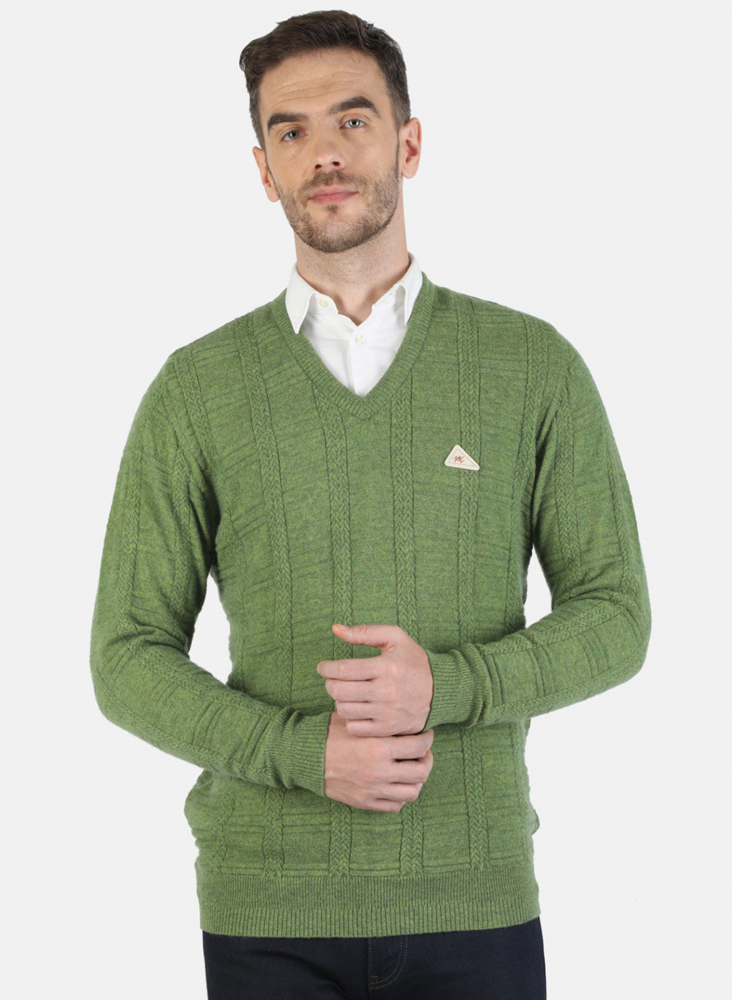 Men Green Solid Pullover