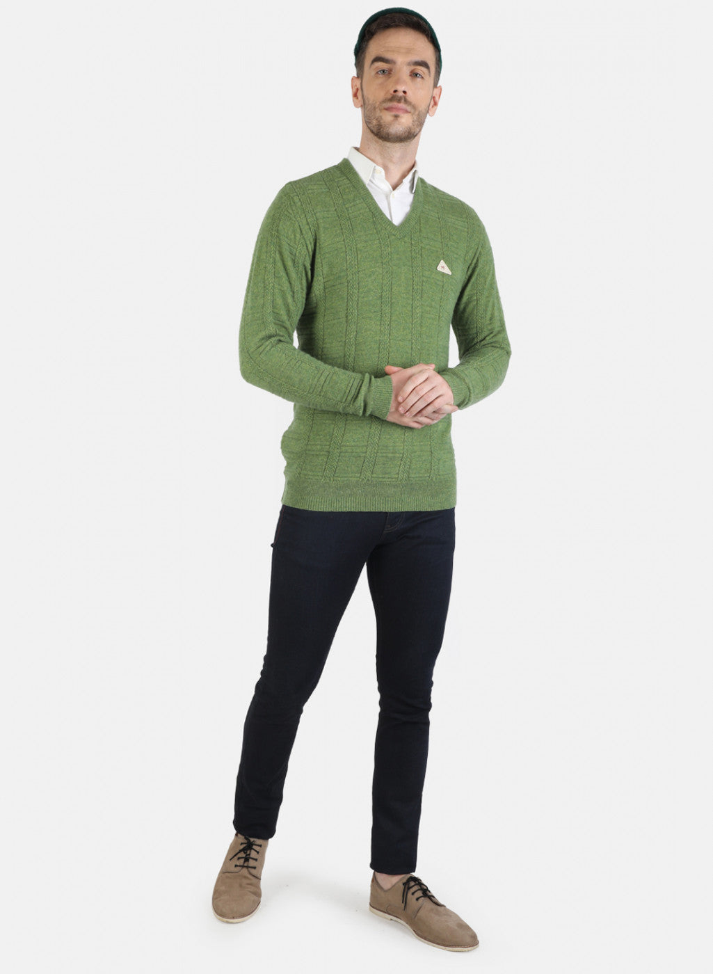 Men Green Solid Pullover