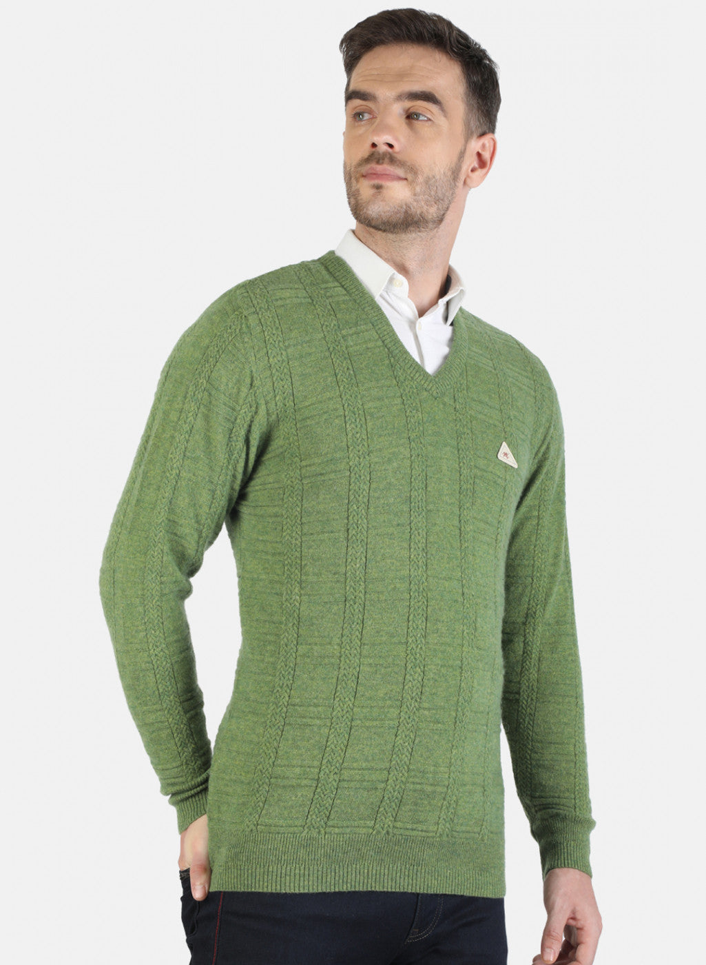 Men Green Solid Pullover