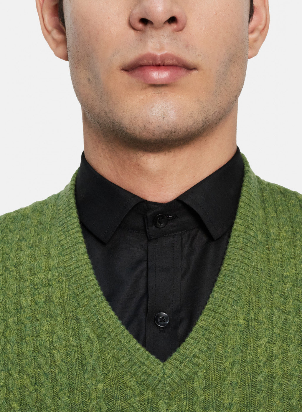Men Green Self Design Sweater