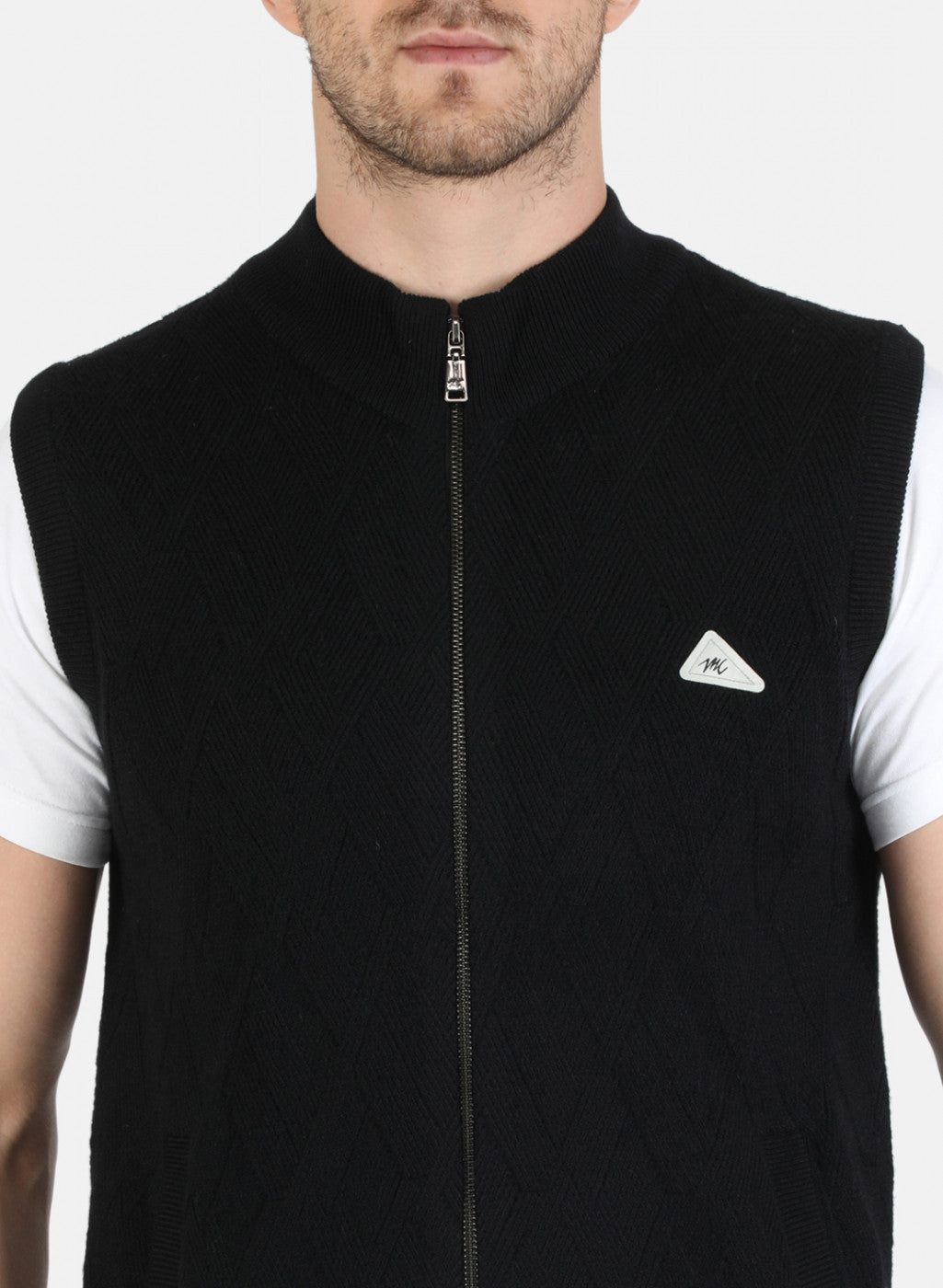 Men Black Self Design Pullover