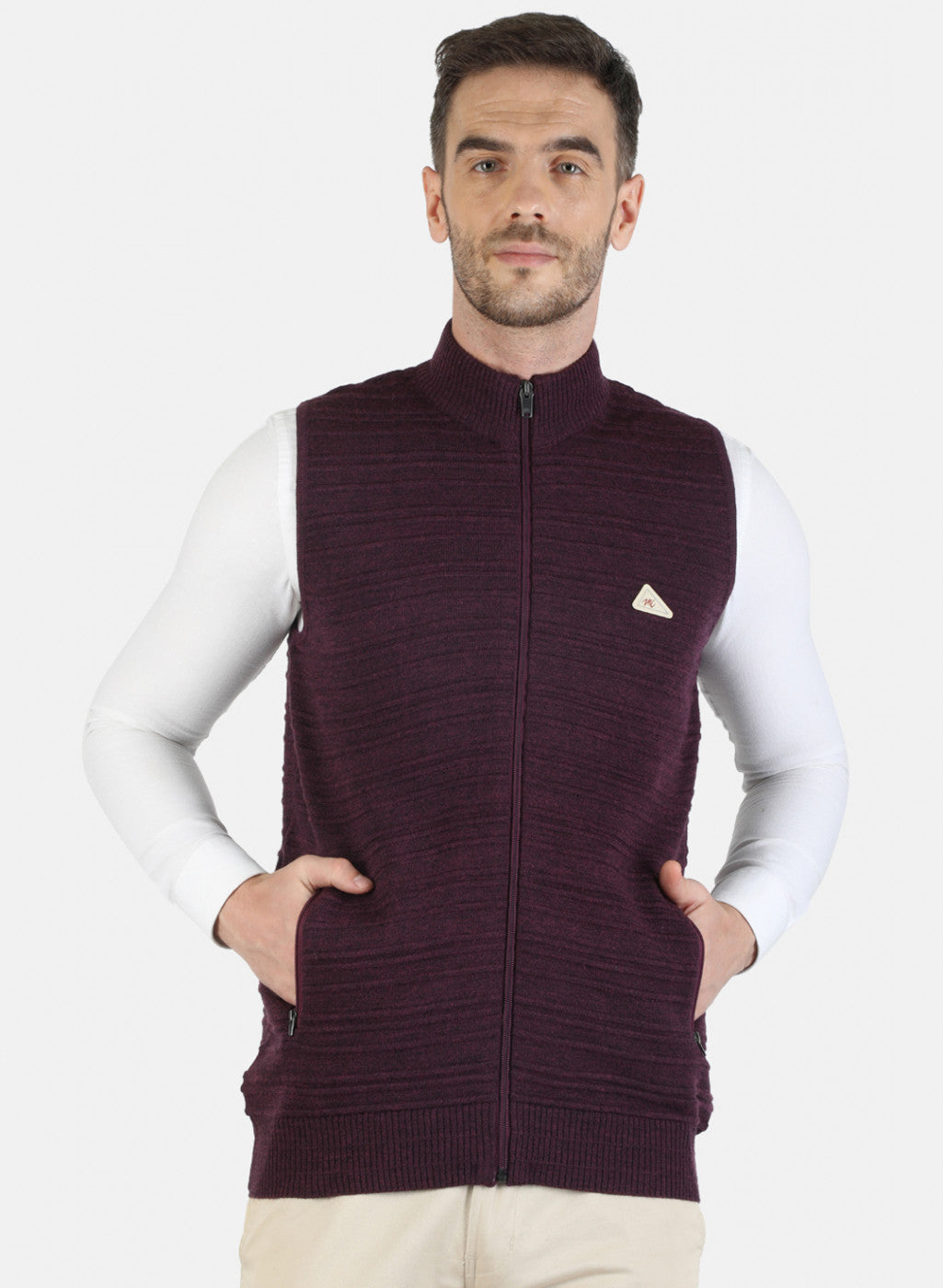 Men Maroon Solid Pullover