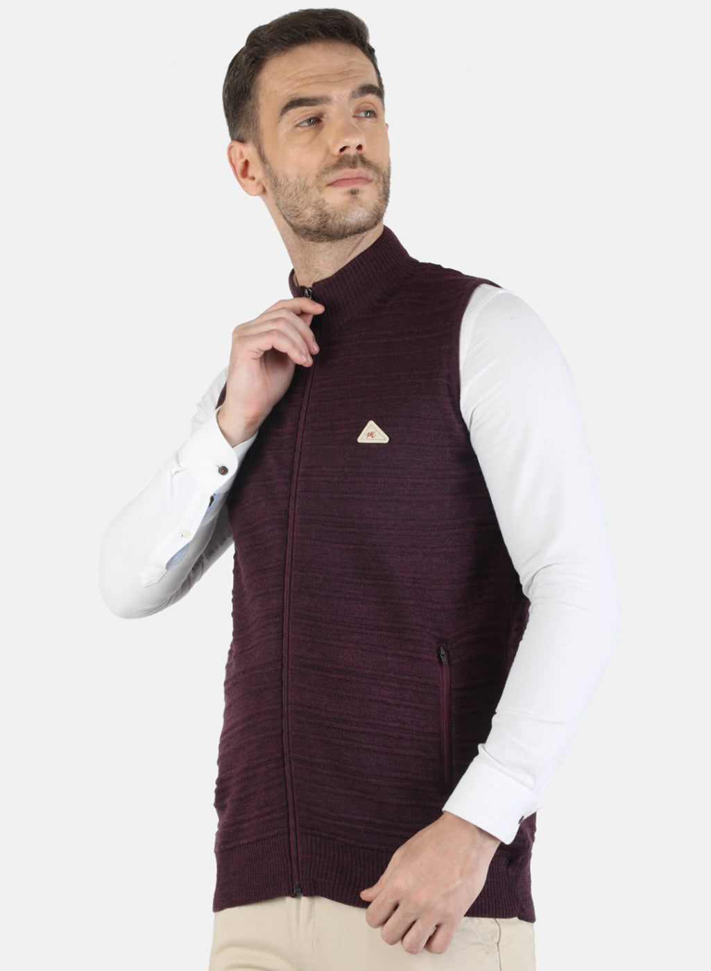 Men Maroon Solid Pullover