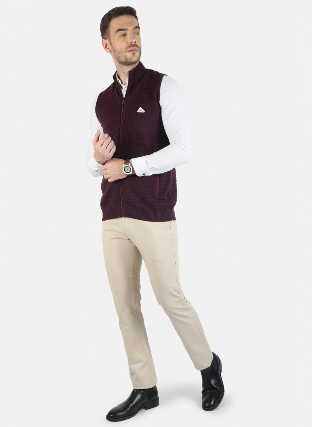 Men Maroon Solid Pullover