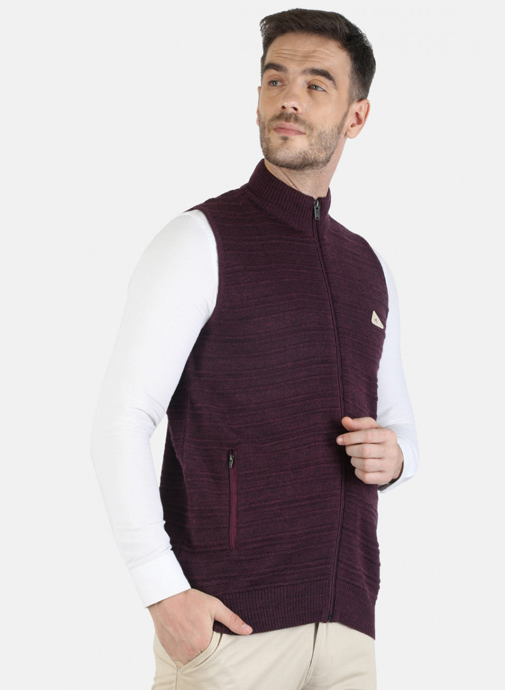 Men Maroon Solid Pullover