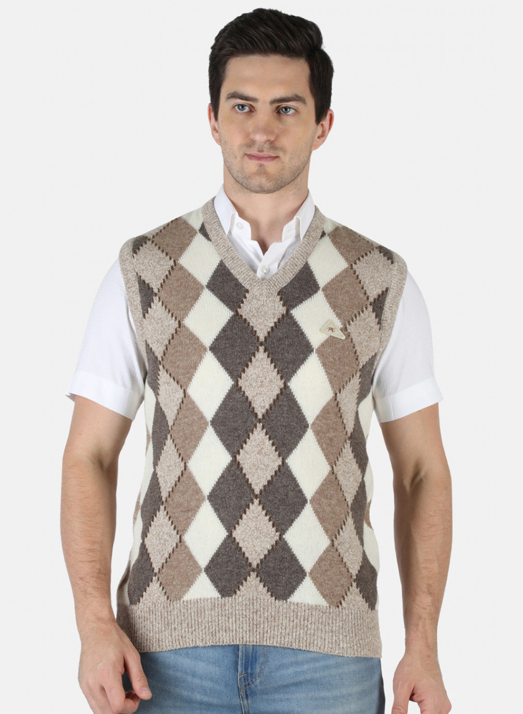 Men Brown Self Sweater