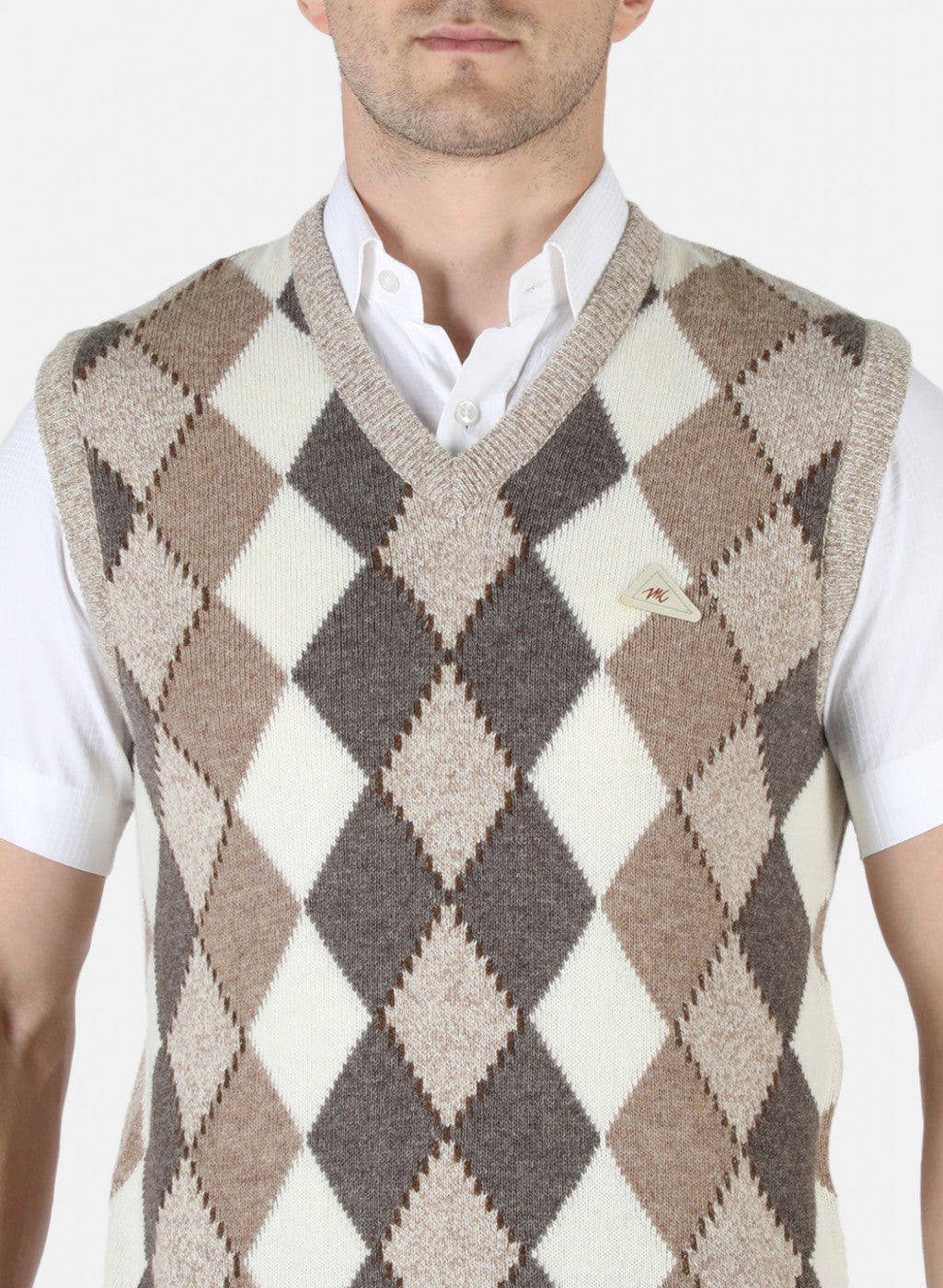 Men Brown Self Sweater