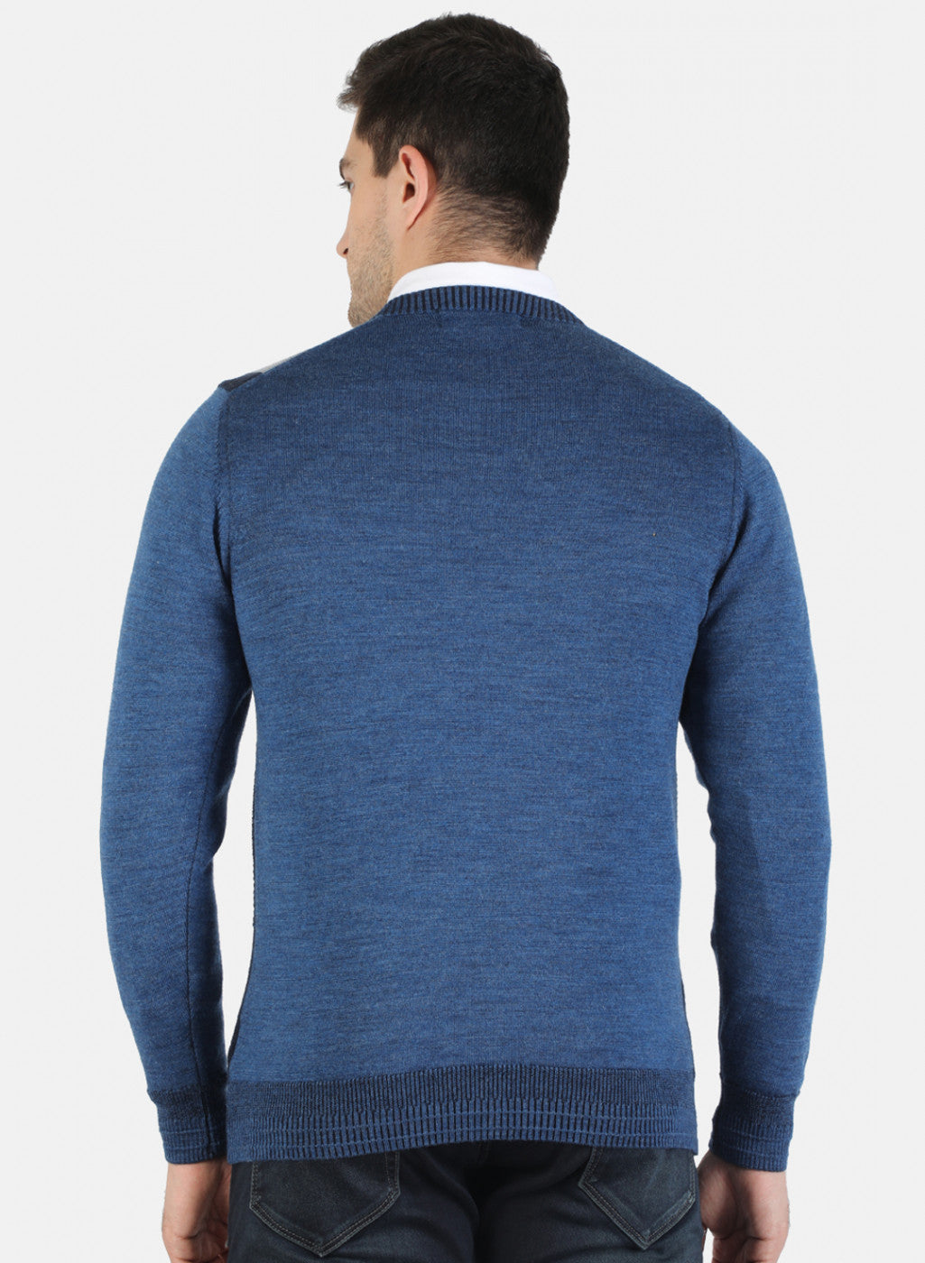 Men Blue Self Pullover