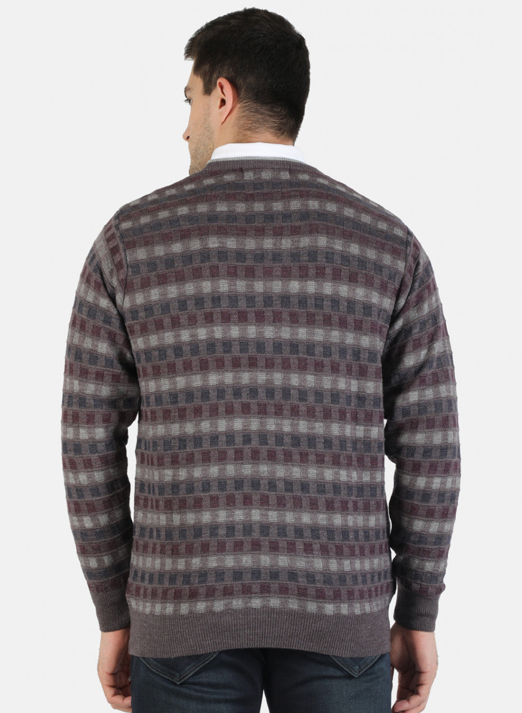 Men Brown Self Pullover