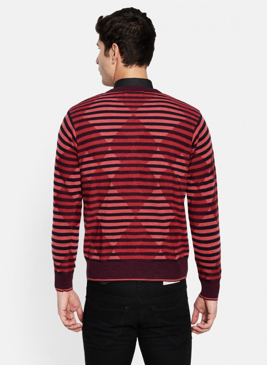 Men Brown & Pink Solid Pullover