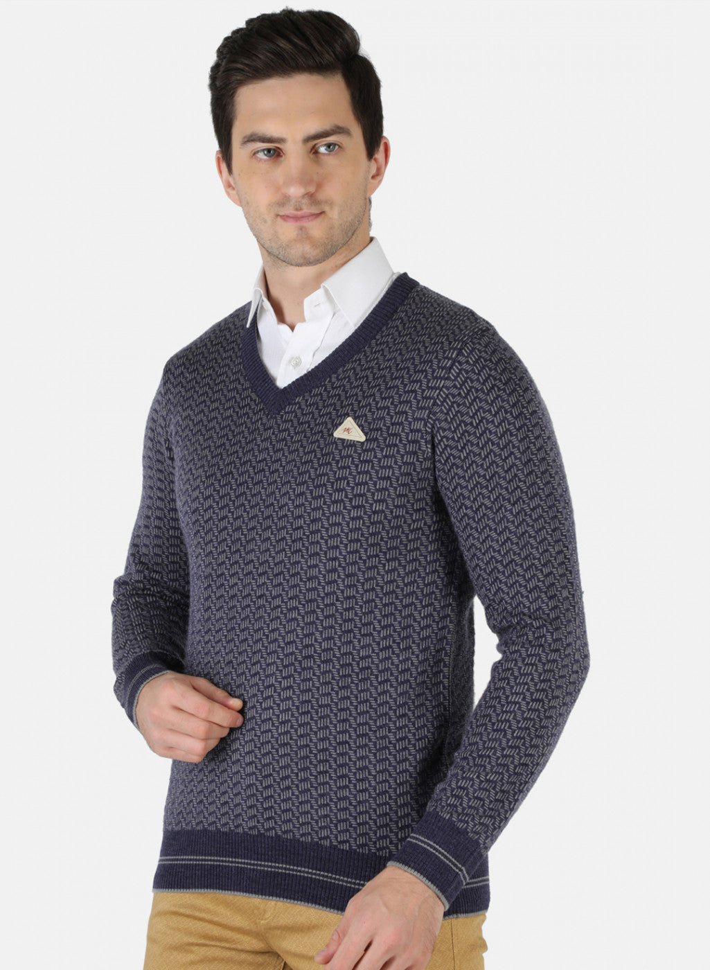 Men Blue Self Pullover