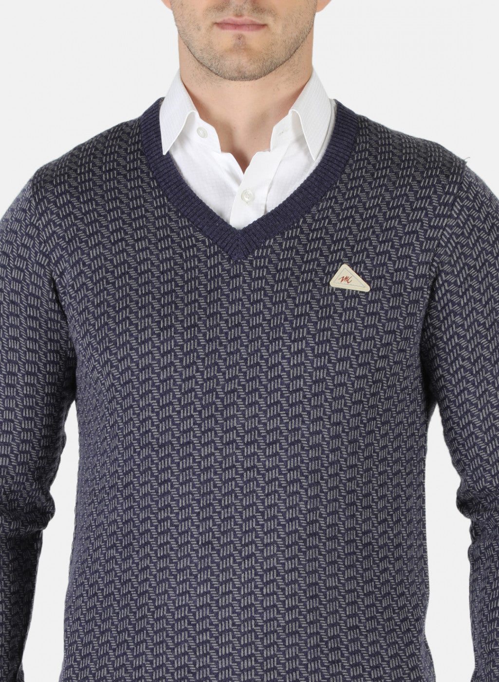 Men Blue Self Pullover