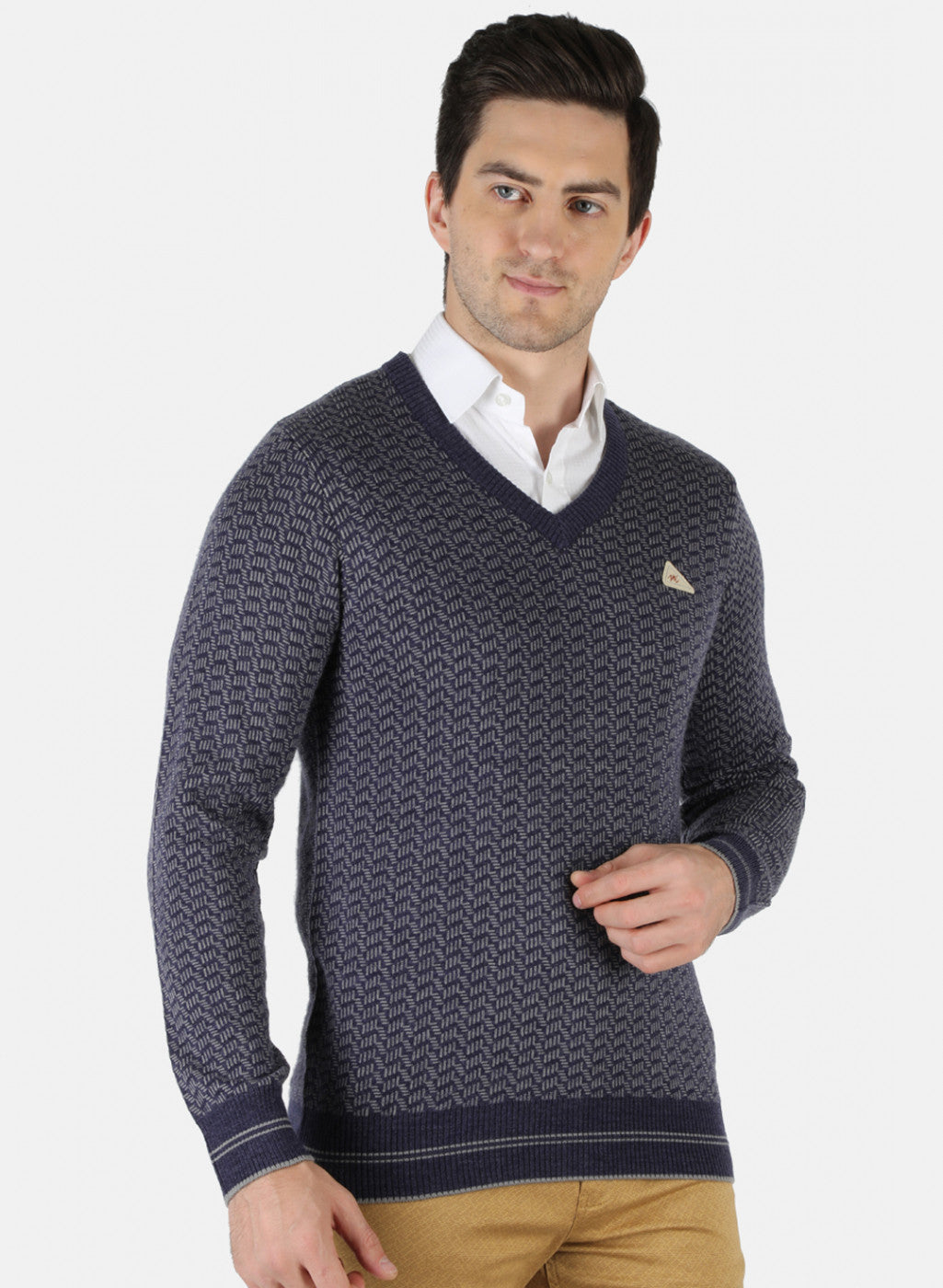 Men Blue Self Pullover
